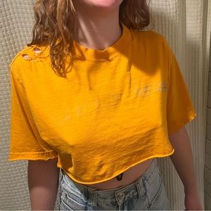 Vintage yellow distressed crop top